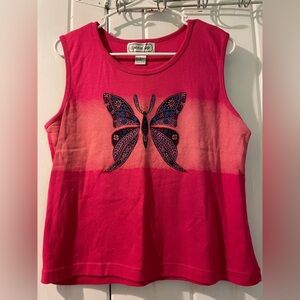Butterfly cropped tank top-large like new